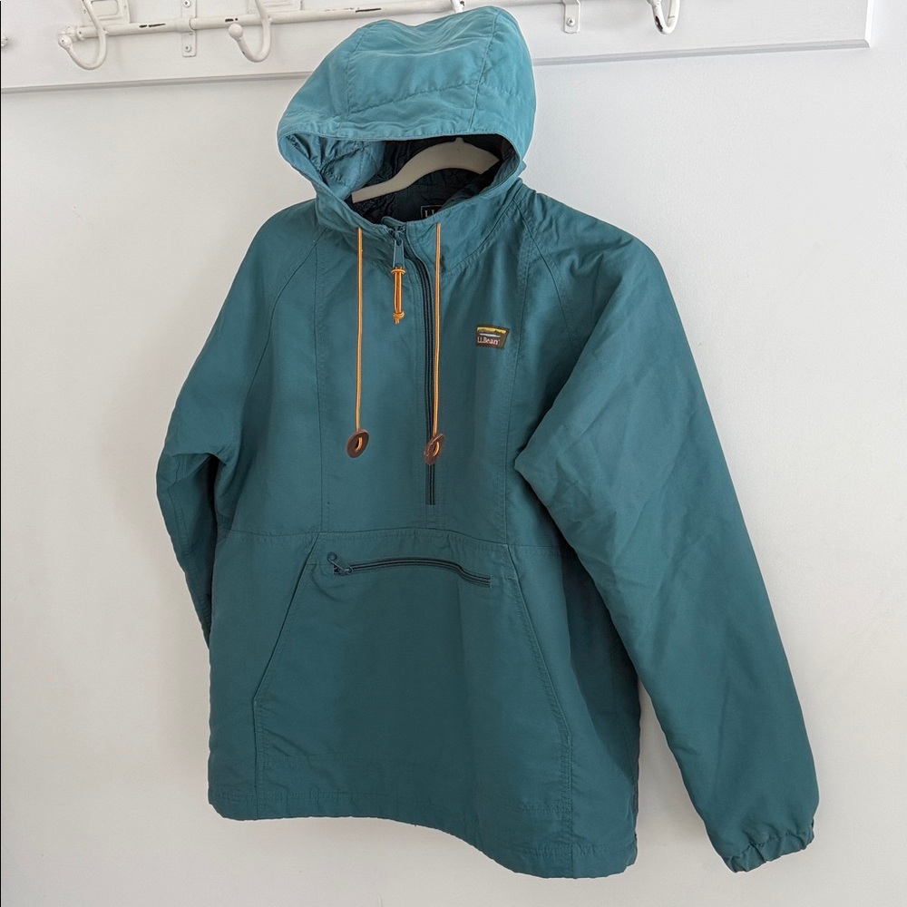 Womens LL Bean insulated anorak Hooded pullover Small green